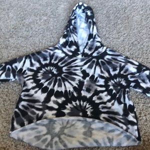black tie dye cropped hoodie